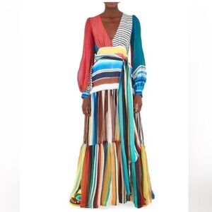 Farm Rio Thalita Colorful Striped Maxi Dress xl